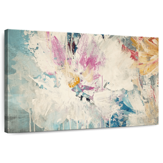 Elephant Stock Abstract Expressionism Wall Art - Horizontal Canvas Wall Art - Living Room Wall Decor - Abstract Canvas - Blue And Beige Decor - 12" x 8"