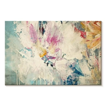 Elephant Stock Abstract Expressionism Wall Art - Horizontal Canvas Wall Art - Living Room Wall Decor - Abstract Canvas - Blue And Beige Decor - 12" x 8"