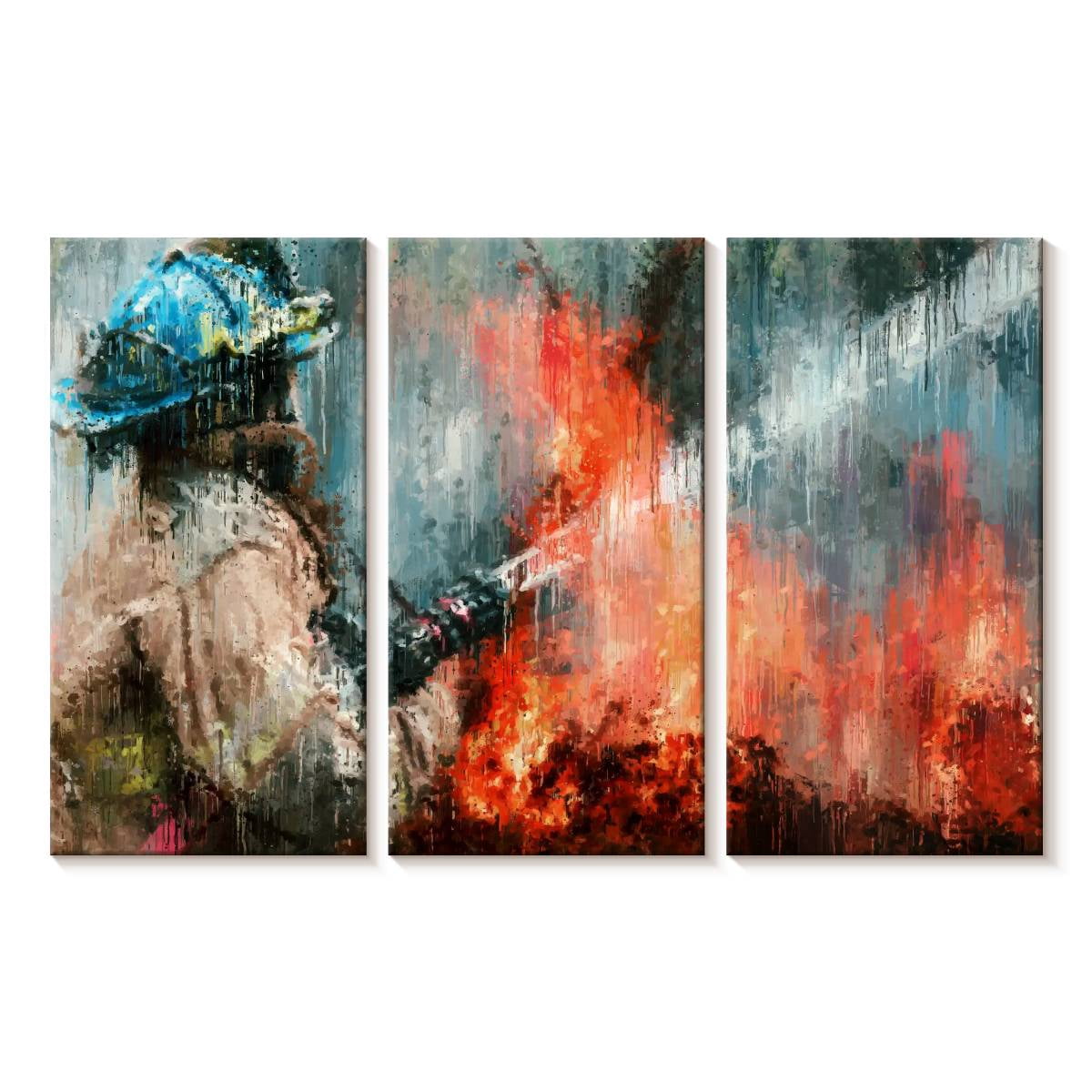 Elephant Stock Abstract Firefighter Wall Art - Horizontal Multi Panel ...