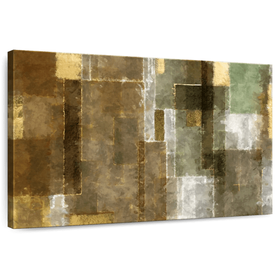 Elephant Stock Abstract Geometric Wall Art - Horizontal Canvas Wall Art - Living Room Wall Decor - Abstract Canvas - Gray And Brown Decor - 12" x 8"