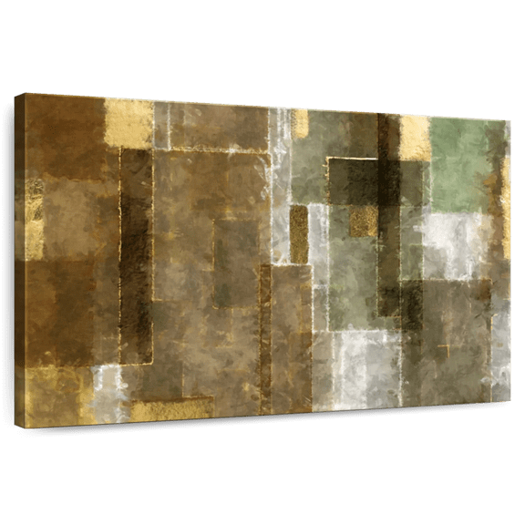 Elephant Stock Abstract Geometric Wall Art - Horizontal Canvas Wall Art - Living Room Wall Decor - Abstract Canvas - Gray And Brown Decor - 36" x 24"