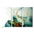 thumbnail image 1 of Elephant Stock Abstract Gold Streaks Wall Art - Horizontal Multi Panel Canvas - Living Room Wall Decor - Abstract Multi Panel - White And Teal Decor - 23" x 14", 1 of 4