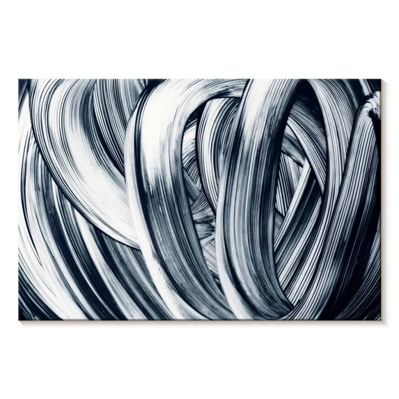 Elephant Stock Abstract Grunge Strokes Wall Art - Horizontal Canvas Wall Art - Living Room Wall Decor - Abstract Canvas - Blue And White Decor - 12" x 8"