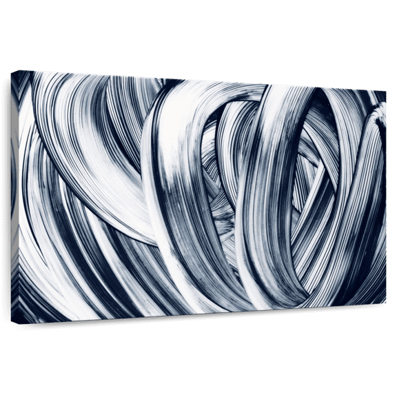 Elephant Stock Abstract Grunge Strokes Wall Art - Horizontal Canvas Wall Art - Living Room Wall Decor - Abstract Canvas - Blue And White Decor - 12" x 8"
