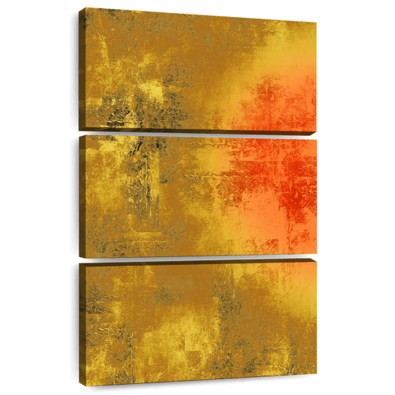 Elephant Stock Abstract Ii Wall Art - Vertical Multi Panel Canvas - Living Room Wall Decor - Abstract Multi Panel - Gold And Yellow Decor By Greg Simanson - 24" x 38"