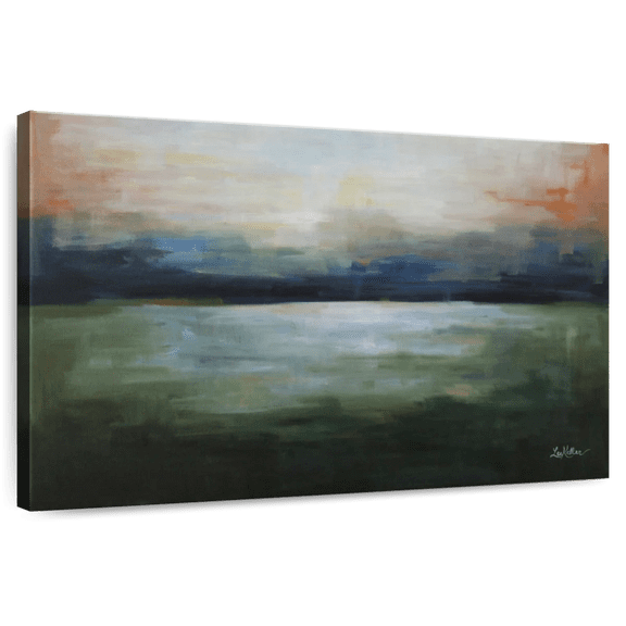 Elephant Stock Abstract Lake James Wall Art - Horizontal Canvas Wall Art - Living Room Wall Decor - Abstract Canvas - Orange And Green Decor By Hippie Hound Studios - 36" x 24"