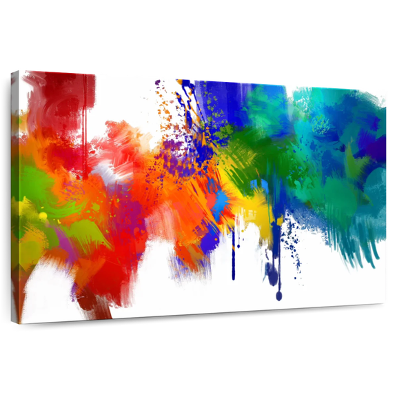 Elephant Stock Abstract Paint Splash Wall Art - Horizontal Canvas Wall Art - Living Room Wall Decor - Abstract Canvas - Brown And Green Decor - 12" x 8"