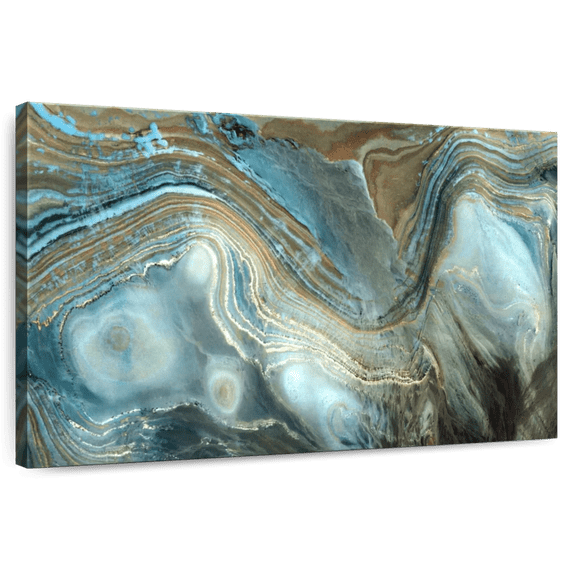 Elephant Stock Abstract Pearlescent Layers Wall Art - Horizontal Canvas Wall Art - Hallway Wall Decor - Abstract Canvas - Blue And Gold Decor - 12" x 8"