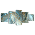 thumbnail image 1 of Elephant Stock Abstract Pearlescent Layers Wall Art - Horizontal Multi Panel Canvas - Living Room Wall Decor - Abstract Multi Panel - Blue And Gold Decor - 92" x 42", 1 of 8