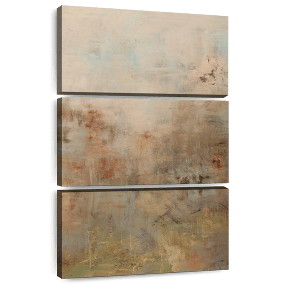 Elephant Stock Abstract Silence Wall Art - Vertical Multi Panel Canvas - Living Room Wall Decor - Abstract Multi Panel - Brown And Blue Decor By Osnat Tzadok - 48" x 74"