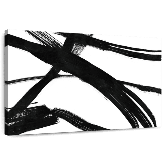 Elephant Stock Abstract Simple Wall Art - Horizontal Canvas Wall Art - Living Room Wall Decor - Abstract Canvas - White And Black Decor - 48" x 32"