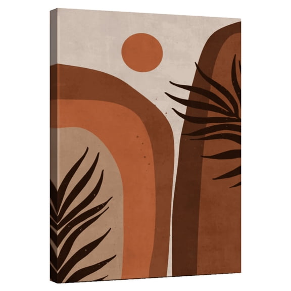 Elephant Stock Abstract Terracotta Mountain Wall Art - Vertical Canvas Wall Art - Living Room Wall Decor - Floral And Botanical Canvas - Brown And Beige Decor - 8" x 12"