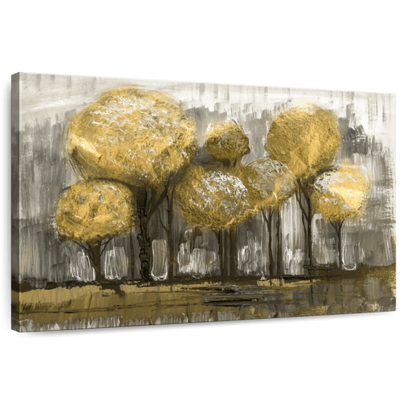 Elephant Stock Abstract Tree Wall Art - Horizontal Canvas Wall Art - Living Room Wall Decor - Nature Canvas - Gray And Gold Decor - 12" x 8"