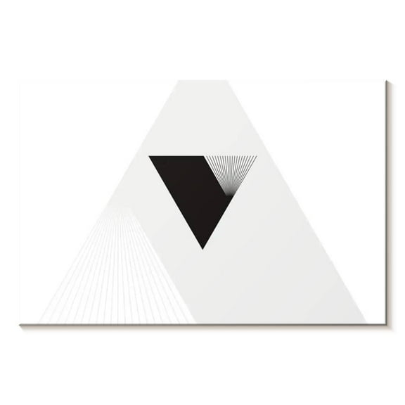 Elephant Stock Abstract Triangle Wall Art - Horizontal Canvas Wall Art - Living Room Wall Decor - Abstract Canvas - White And Black Decor - 36" x 24"