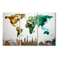 thumbnail image 1 of Elephant Stock Abstract World Map Wall Art - Horizontal Multi Panel Canvas - Living Room Wall Decor - Map Multi Panel - Brown And Green Decor - 33" x 20", 1 of 4