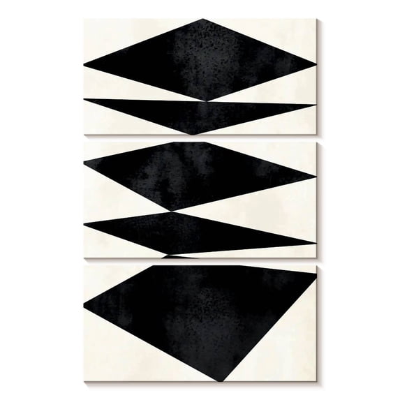 Elephant Stock Abstracta Wall Art - Vertical Multi Panel Canvas - Living Room Wall Decor - Abstract Multi Panel - Black And White Decor By Kubistika - 14" x 23"