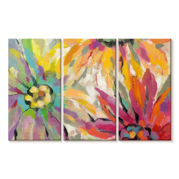 Elephant Stock Abstracted Petals I Wall Art - Horizontal Multi Panel Canvas - Living Room Wall Decor - Floral And Botanical Multi Panel - Orange And Pink Decor By Silvia Vassileva - 33" x 20"