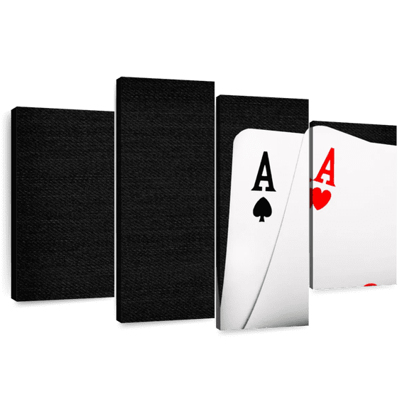 Elephant Stock Ace Playing Cards Wall Art - Horizontal Multi Panel Canvas - Living Room Wall Decor - Hobbies And Lifestyle Multi Panel - Black And White Decor - 43" x 27"