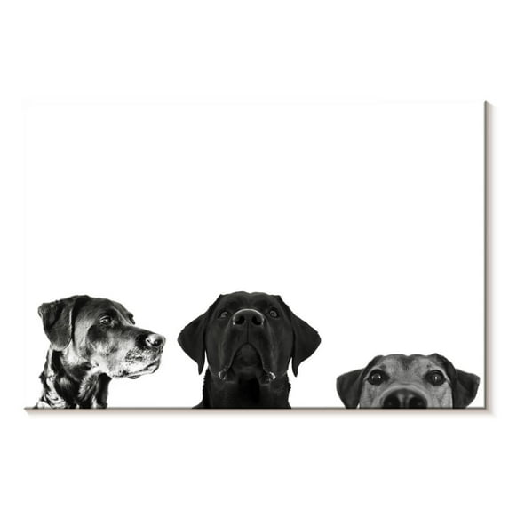 Elephant Stock Adorable Puppies Wall Art - Horizontal Canvas Wall Art - Living Room Wall Decor - Animal Canvas - White And Black Decor - 30" x 20"