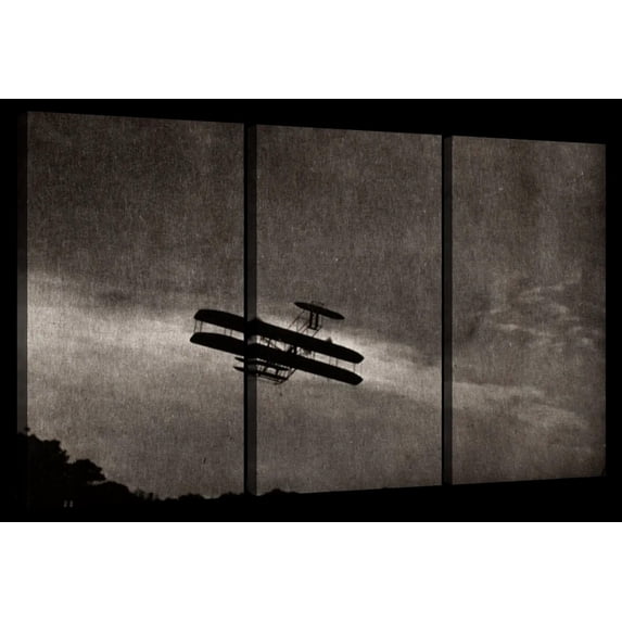 Elephant Stock The Aeroplane 1910 Wall Art - Horizontal Multi Panel Canvas - Living Room Wall Decor - Transportation Multi Panel - Gray And Black Decor By Alfred Stieglitz - 23" x 14"