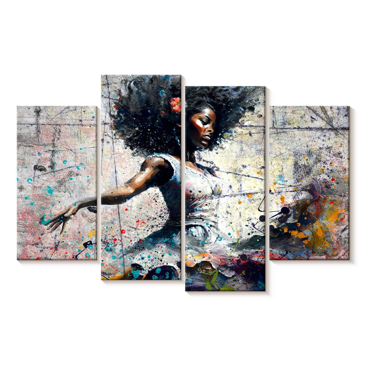 Elephant Stock African Dancer Wall Art - Horizontal Multi Panel Canvas ...