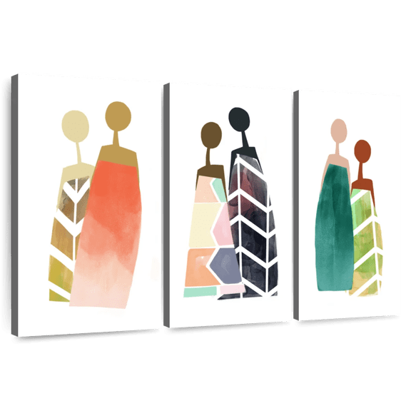 Elephant Stock African Fashion Wall Art - Horizontal Multi Panel Canvas - Living Room Wall Decor - Fashion And Beauty Multi Panel - Orange And Brown Decor - 50" x 32"