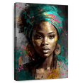 thumbnail image 1 of Elephant Stock African Grace Wall Art - Vertical Canvas Wall Art - Living Room Wall Decor - People Canvas - Teal And Brown Decor - 16" x 24", 1 of 8