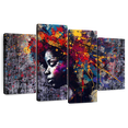 thumbnail image 1 of Elephant Stock Afro Abstract Wall Art - Horizontal Multi Panel Canvas - Living Room Wall Decor - People Multi Panel - Black And Teal Decor - 75" x 48", 1 of 8