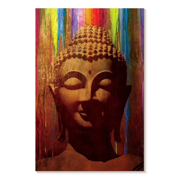 Elephant Stock Aged Buddha Face Wall Art - Vertical Canvas Wall Art - Living Room Wall Decor - People Canvas - Brown And Yellow Decor - 16" x 24"