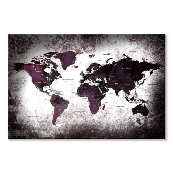 Elephant Stock Aged World Map Xl Wall Art - Horizontal Canvas Wall Art - Living Room Wall Decor - Education Canvas - Black And White Decor - 12" x 8"