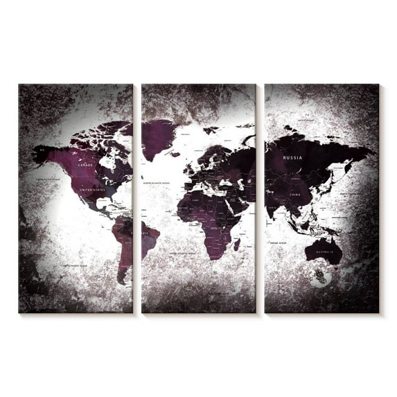 Elephant Stock Aged World Map Xl Wall Art - Horizontal Multi Panel Canvas - Living Room Wall Decor - Education Multi Panel - Black And White Decor - 23" x 14"