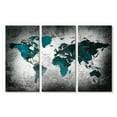 thumbnail image 1 of Elephant Stock Aged World Map Xli Wall Art - Horizontal Multi Panel Canvas - Living Room Wall Decor - Education Multi Panel - Teal And White Decor - 45" x 28", 1 of 4