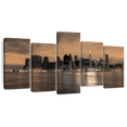 thumbnail image 1 of Elephant Stock Ah New York Wall Art - Horizontal Multi Panel Canvas - 5 Pieceliving Room Wall Decor - Photography City Multi Panel - Gray And Browndecor By Assaf Frank - 74" x 37", 1 of 8