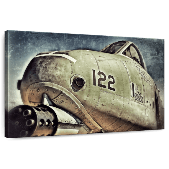 Elephant Stock Air Force Jet Plane Wall Art - Horizontal Canvas Wall Art - Living Room Wall Decor - Military Canvas - Green And Orange Decor - 51" x 34"