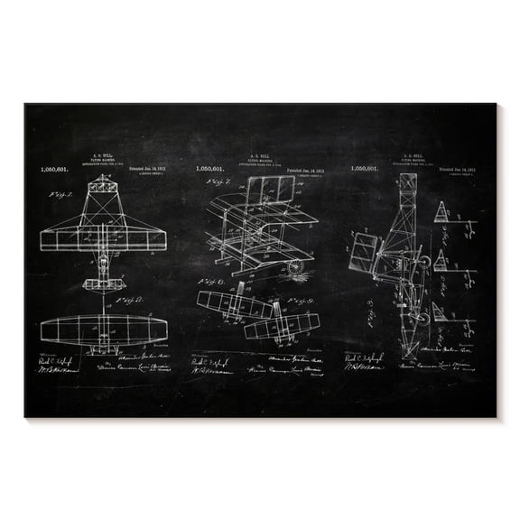 Elephant Stock Aircraft Blueprint Wall Art - Horizontal Canvas Wall Art - Living Room Wall Decor - Patent Canvas - Black And White Decor - 12" x 8"