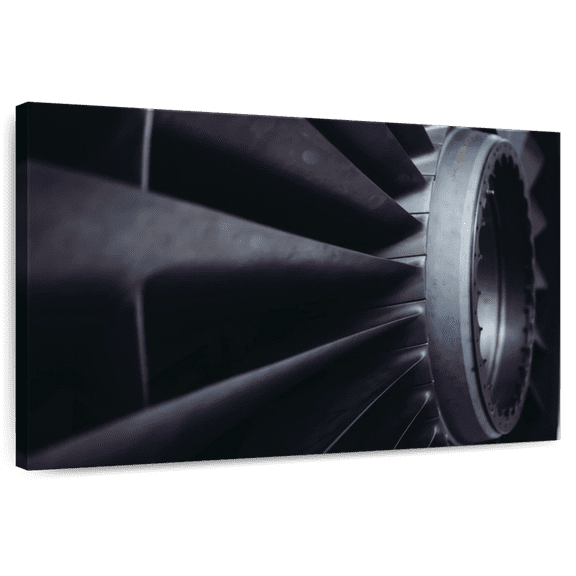 Elephant Stock Airplane Engine Wall Art - Horizontal Canvas Wall Art - Living Room Wall Decor - Transportation Canvas - Gray And Black Decor - 12" x 8"