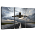 thumbnail image 1 of Elephant Stock Airplane Runway Storm Wall Art - Horizontal Multi Panel Canvas - Living Room Wall Decor - Transportation Multi Panel - Gray And Black Decor - 65" x 42", 1 of 8