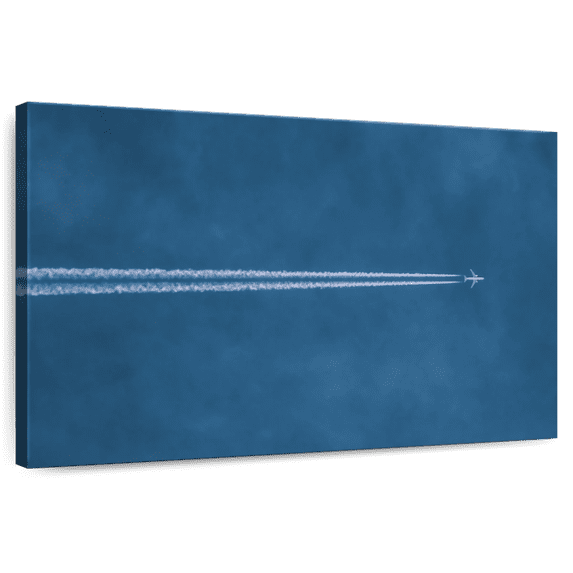 Elephant Stock Airplane Above Wall Art - Horizontal Canvas Wall Art - Living Room Wall Decor - Transportation Canvas - Blue And Purple Decor - 24" x 16"