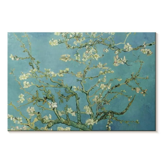 Elephant Stock Almond Blossoms Wall Art - Horizontal Canvas Wall Art - Living Room Wall Decor - Floral And Botanical Canvas - Blue And Green Decor By Vincent Van Gogh - 12" x 8"