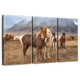 thumbnail image 1 of Elephant Stock The Amazing Icelandic Horses Wall Art - Horizontal Multi Panel Canvas - Living Room Wall Decor - Animal Multi Panel - Gray And Brown Decor By Scott Stulberg - 65" x 42", 1 of 8