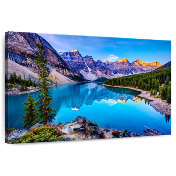 Elephant Stock Amazing Moraine Lake Wall Art - Horizontal Canvas Wall Art - Living Room Wall Decor - Nature Canvas - Blue And Teal Decor - 12" x 8"
