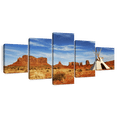 thumbnail image 1 of Elephant Stock American Indian Plains Wall Art - Horizontal Multi Panel Canvas - 5 Pieceliving Room Wall Decor - Photography Our America Multi Panel - Blue And Brown Decor - 92" x 42", 1 of 8