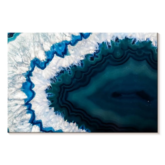 Elephant Stock Amethyst Geode Macro Wall Art - Horizontal Canvas Wall Art - Living Room Wall Decor - Nature Canvas - Blue And Teal Decor - 24" x 16"