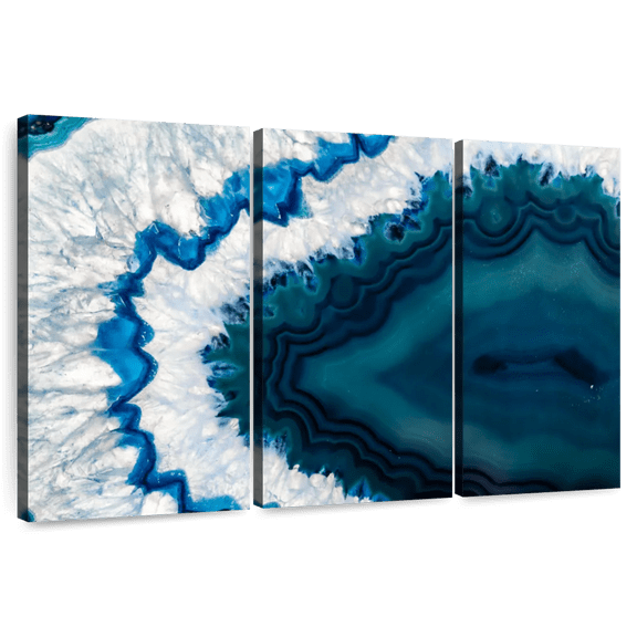 Elephant Stock Amethyst Geode Macro Wall Art - Horizontal Multi Panel Canvas - Living Room Wall Decor - Nature Multi Panel - Blue And Teal Decor - 74" x 48"