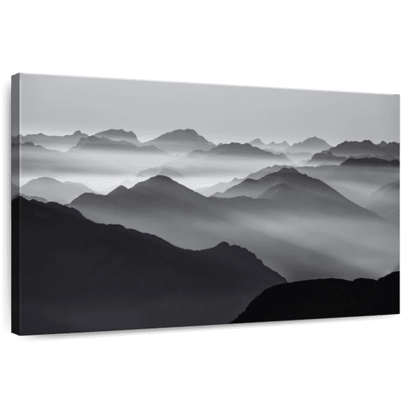 Elephant Stock Andes Mountains In Mist Wall Art - Horizontal Canvas Wall Art - Living Room Wall Decor - Nature Canvas - Black And Gray Decor - 12" x 8"