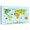 thumbnail image 1 of Elephant Stock Animals Of The World Wall Art - Horizontal Canvas Wall Art - Kids Room Wall Decor - Map Canvas - Green And Blue Decor - 45" x 30", 1 of 8