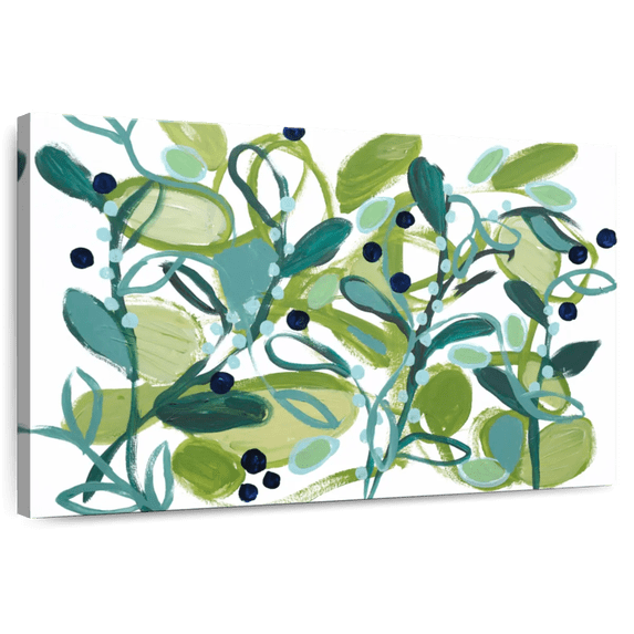 Elephant Stock Annamieka Wall Art - Horizontal Canvas Wall Art - Living Room Wall Decor - Floral And Botanical Canvas - Teal And White Decor By Carrie Schmitt - 30" x 20"