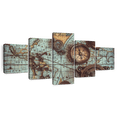 thumbnail image 1 of Elephant Stock Antique Pirate Map Wall Art - Horizontal Multi Panel Canvas - Living Room Wall Decor - Nautical Multi Panel - Brown And Blue Decor - 92" x 42", 1 of 5