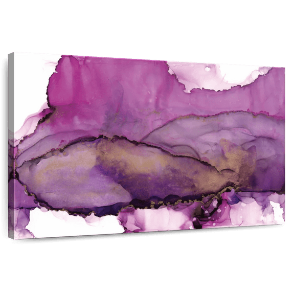 Elephant Stock Aquarelle Violet Wall Art - Horizontal Canvas Wall Art - Living Room Wall Decor - Abstract Canvas - Purple And White Decor By Chris Paschke - 24" x 16"