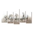 thumbnail image 1 of Elephant Stock Arabian Horses Wall Art - Horizontal Multi Panel Canvas - Living Room Wall Decor - Animal Multi Panel - White And Gray Decor - 66" x 33", 1 of 4